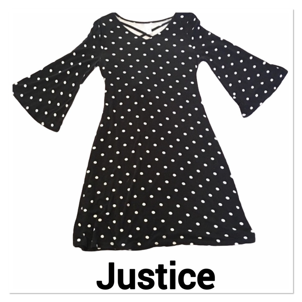 JUSTICE Polka Dot Bell Sleeve Dress size 14